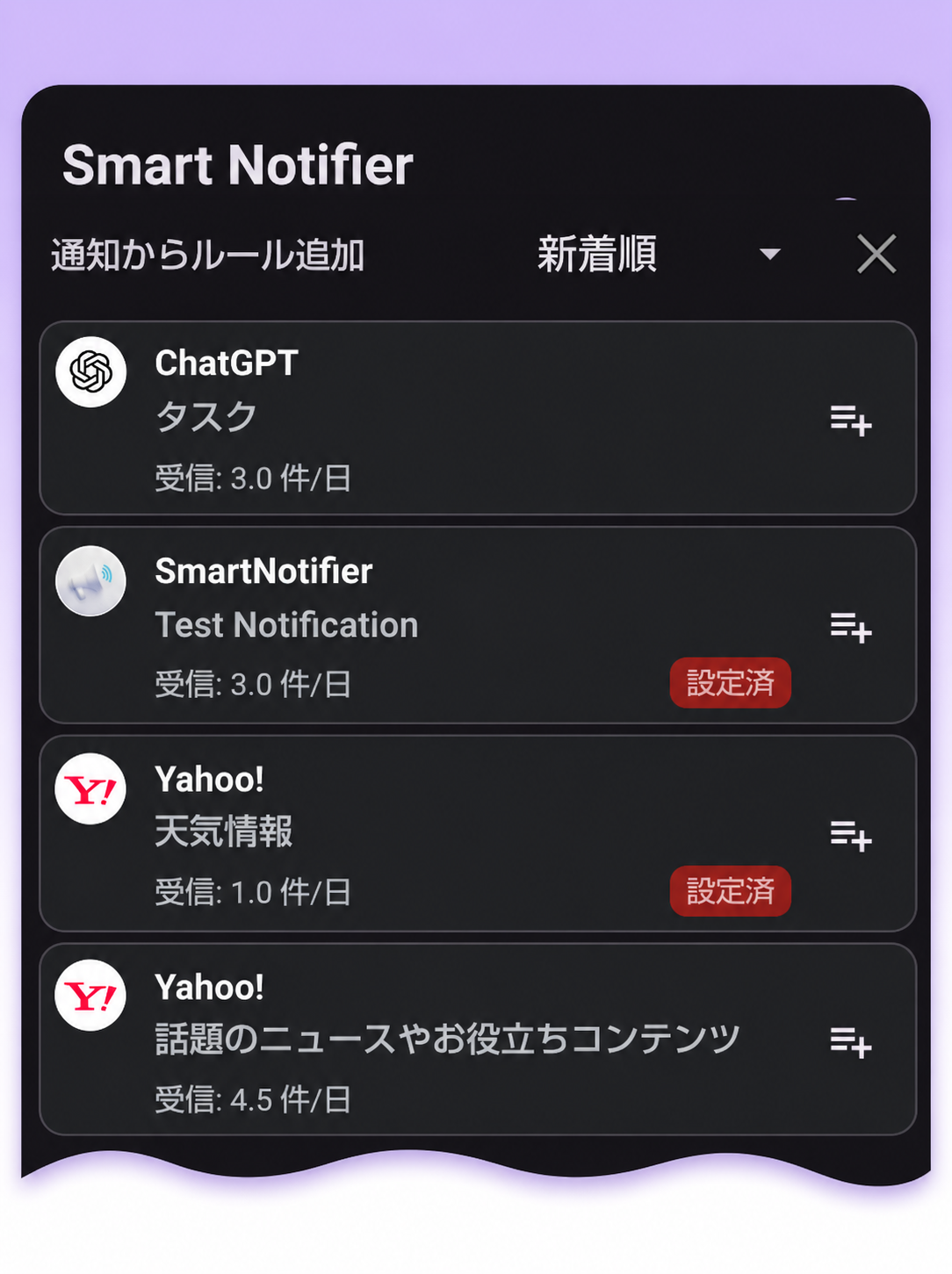 インストール後、時間をおいたときの状態。